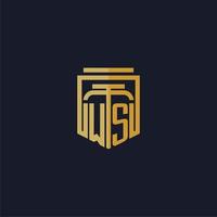 WS initial monogram logo elegant with shield style design for wall mural lawfirm gaming vector