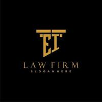 EI monogram initial logo for lawfirm with pillar design vector