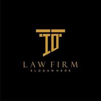 IO monogram initial logo for lawfirm with pillar design vector