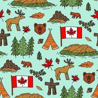 Canada sign and symbol flat icons set in seamless pattern. vector