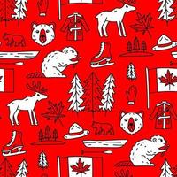 Canada sign and symbol flat icons set in seamless pattern. vector