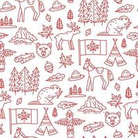 Canada sign and symbol flat icons set in seamless pattern. vector