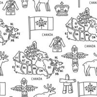 Canada sign and symbol flat icons set in seamless pattern. vector