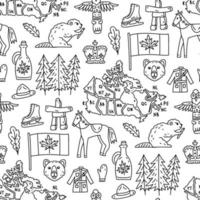 Canada sign and symbol flat icons set in seamless pattern. vector
