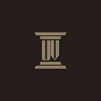 UV monogram initial logo for lawfirm with pillar design vector