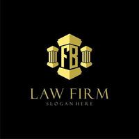 logotipo de monograma inicial fb para bufete de abogados con diseño de pilar vector