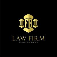 FB initial monogram logo for lawfirm with pillar design vector