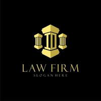 IO initial monogram logo for lawfirm with pillar design vector