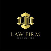 JN initial monogram logo for lawfirm with pillar design vector