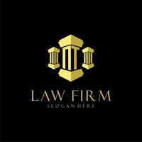 NT initial monogram logo for lawfirm with pillar design vector