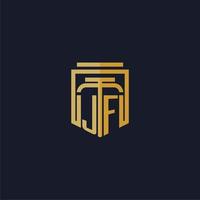 JF initial monogram logo elegant with shield style design for wall mural lawfirm gaming vector