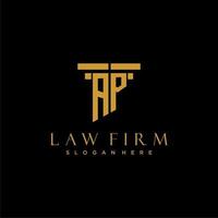 AP monogram initial logo for lawfirm with pillar design vector