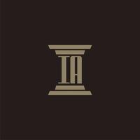 IA monogram initial logo for lawfirm with pillar design vector