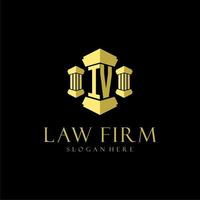 IV initial monogram logo for lawfirm with pillar design vector