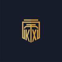 logotipo de monograma inicial de kx elegante con diseño de estilo de escudo para mural de juegos de bufete de abogados vector