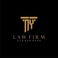 NY monogram initial logo for lawfirm with pillar design vector