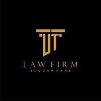 UT monogram initial logo for lawfirm with pillar design vector