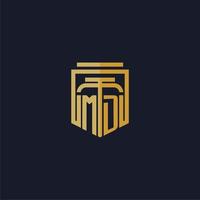 MD initial monogram logo elegant with shield style design for wall mural lawfirm gaming vector