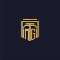 MG initial monogram logo elegant with shield style design for wall mural lawfirm gaming vector