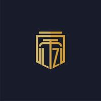 logotipo de monograma inicial de lz elegante con diseño de estilo de escudo para mural de juegos de bufete de abogados vector