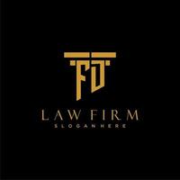 FD monogram initial logo for lawfirm with pillar design vector