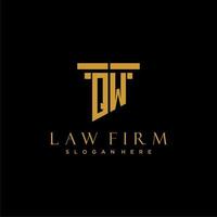 QW monogram initial logo for lawfirm with pillar design vector