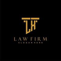 LX monogram initial logo for lawfirm with pillar design vector