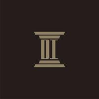 DI monogram initial logo for lawfirm with pillar design vector