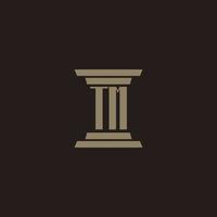 TM monogram initial logo for lawfirm with pillar design vector