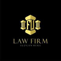 logotipo de monograma inicial fw para bufete de abogados con diseño de pilar vector