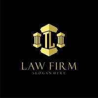 TL initial monogram logo for lawfirm with pillar design vector