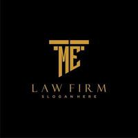 ME monogram initial logo for lawfirm with pillar design vector