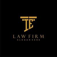 IE monogram initial logo for lawfirm with pillar design vector