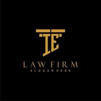 IE monogram initial logo for lawfirm with pillar design vector