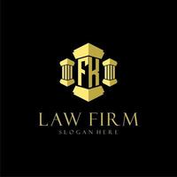 FK initial monogram logo for lawfirm with pillar design vector