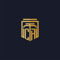 CR initial monogram logo elegant with shield style design for wall mural lawfirm gaming vector