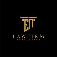 EN monogram initial logo for lawfirm with pillar design vector