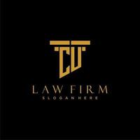 CU monogram initial logo for lawfirm with pillar design vector