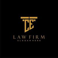 CE monogram initial logo for lawfirm with pillar design vector