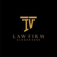 IV monogram initial logo for lawfirm with pillar design vector