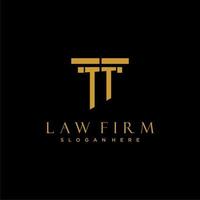 TT monogram initial logo for lawfirm with pillar design vector