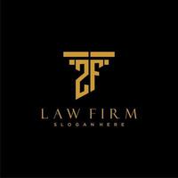 ZF monogram initial logo for lawfirm with pillar design vector