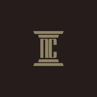 NC monogram initial logo for lawfirm with pillar design vector