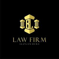 BL initial monogram logo for lawfirm with pillar design vector