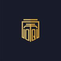 logotipo de monograma inicial oq elegante con diseño de estilo de escudo para mural de juegos de bufete de abogados vector
