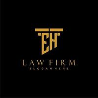 EH monogram initial logo for lawfirm with pillar design vector
