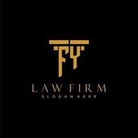 FY monogram initial logo for lawfirm with pillar design vector