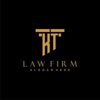 KT monogram initial logo for lawfirm with pillar design vector