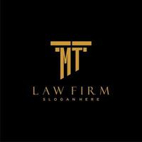 MT monogram initial logo for lawfirm with pillar design vector