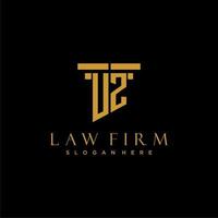 UZ monogram initial logo for lawfirm with pillar design vector